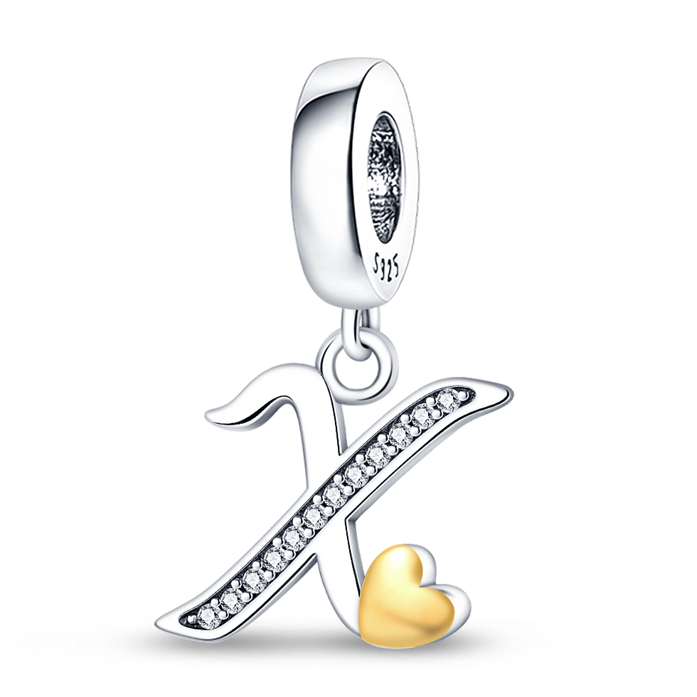 Thumbnail: 100% 925 Sterling Silver 26 Letters Alphabet Crown Charms Beads Fit Pandora 925