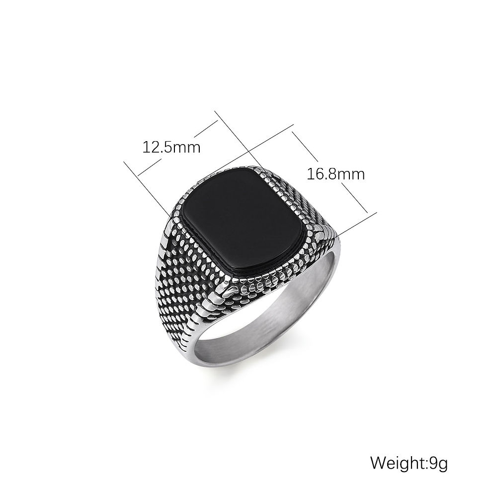 Thumbnail: Men's 316LStainless/Titanium Steel  Onyx Texture Rings Classic Fashion Trend Je