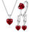 Thumbnail: 925 Sterling Silver Jewelry Sets For Women Heart Zircon Ring Earrings Necklace 