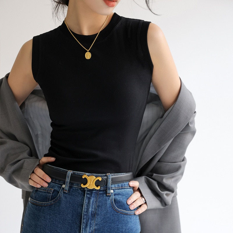 Thumbnail: Camisole Vest for Women Cotton Round Neck Colourful Basic Sleeveless Undershirt