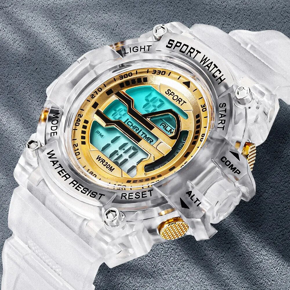 Mens LED Digital Watches Luminous Fashion Sport Waterproof Watches For Man Date