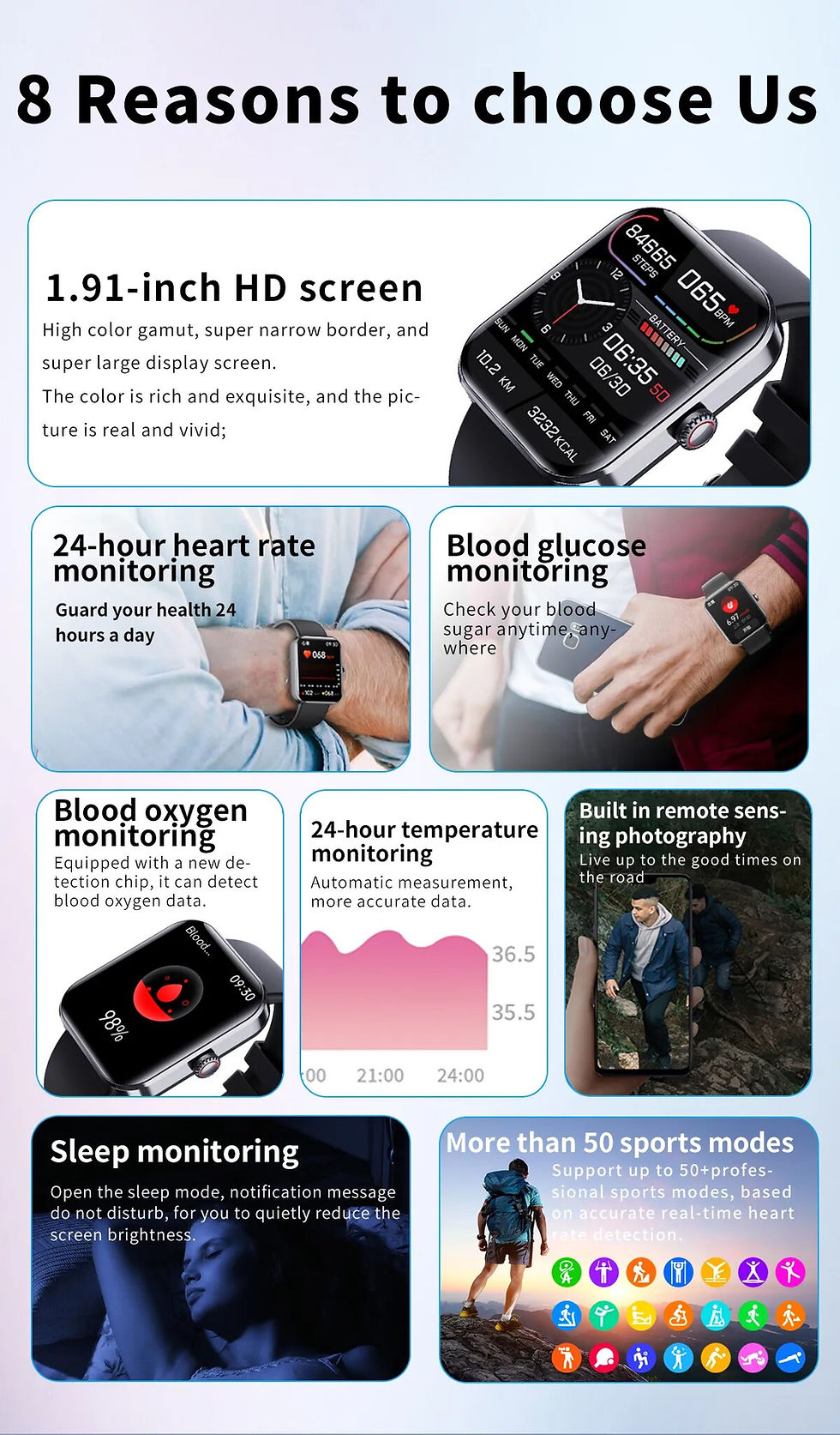 Thumbnail: ZZYSMART F57L 2023 New Smart Watch Blood Glucose Sugar 1.9inch 50+ Sport Smartw