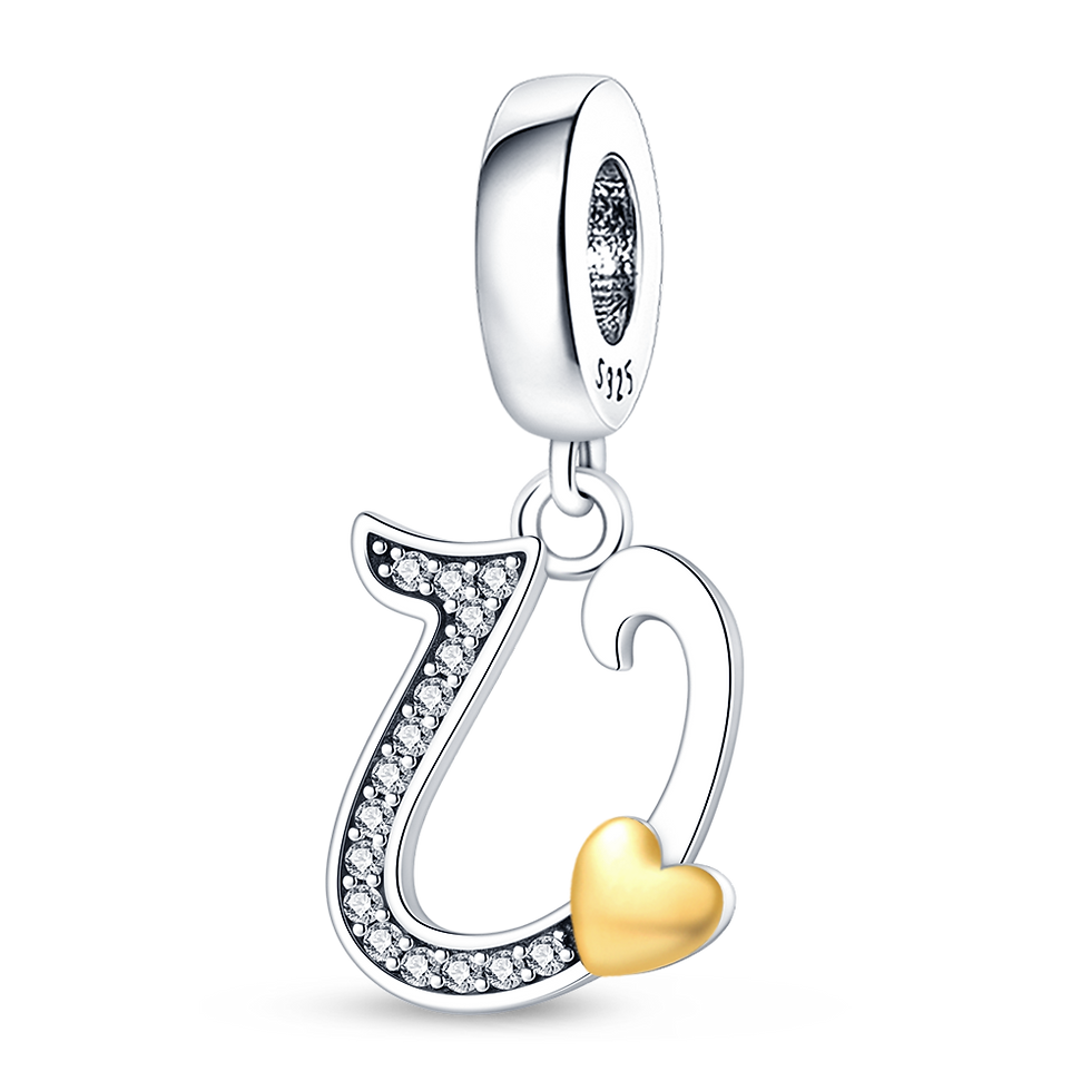 Thumbnail: 100% 925 Sterling Silver 26 Letters Alphabet Crown Charms Beads Fit Pandora 925