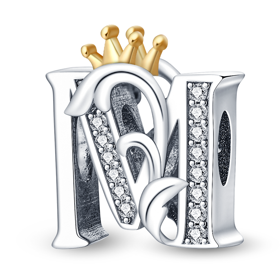 Thumbnail: 100% 925 Sterling Silver 26 Letters Alphabet Crown Charms Beads Fit Pandora 925