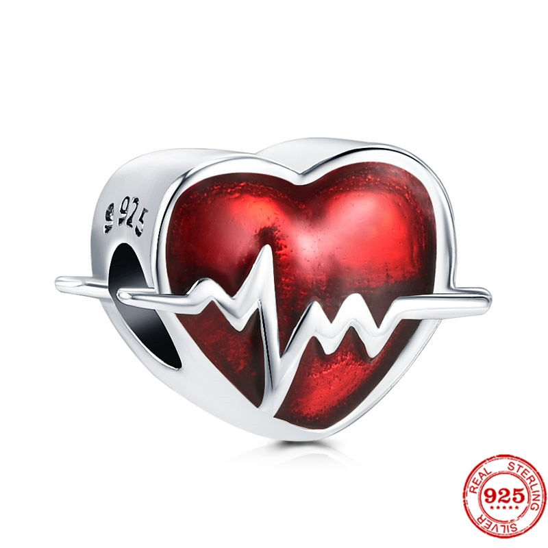 Thumbnail: New Silver 925 Red Series DIY Jewelry Lipstick High Heels Love Heart Dumbbell A