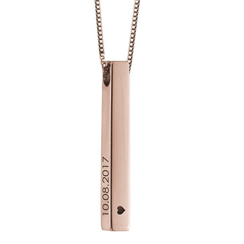 Thumbnail: Custom Stainless Steel Personalized Engraved Bar Necklace For Women Gift  Name 