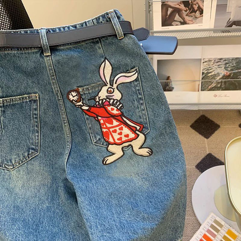 Thumbnail: High Waisted Denim Shorts For Women's Summer 2023 New Cartoon Pattern Straight 