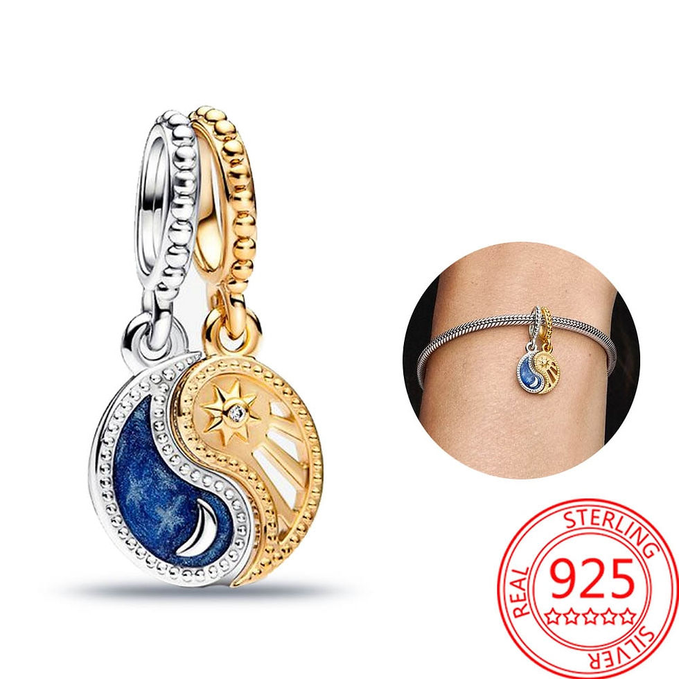 Thumbnail: New 925 Sterling Silver Purple Murano Bead Pansy Flower Dangle Charm Fit Origin