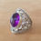 Thumbnail: Vintage Engraved Floral Openwork Purple Crystal Rings for Women Creative and El