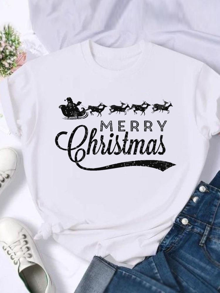 Thumbnail: Tree Festival Lovely Women Holiday Shirt Clothing Print T Top Merry Christmas N