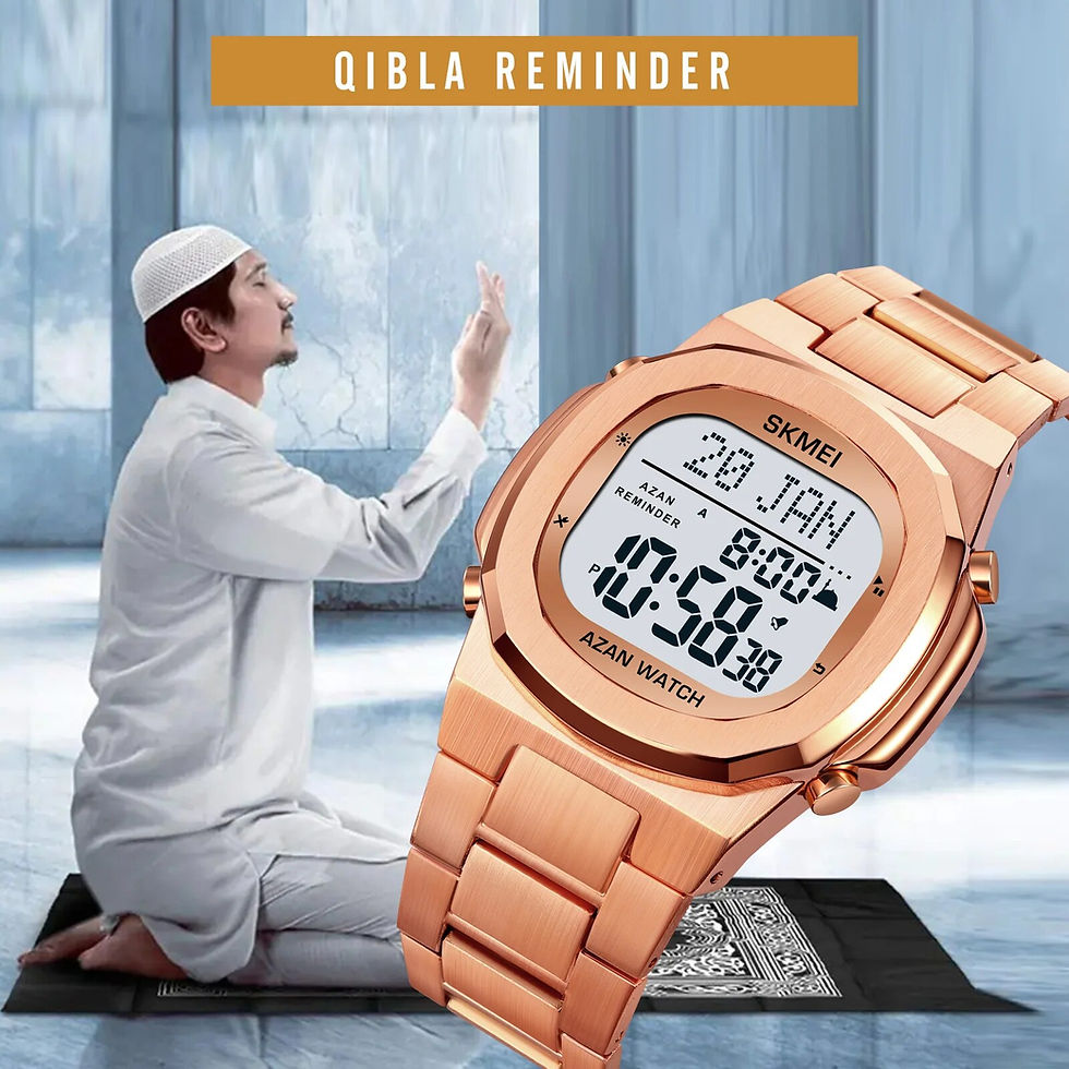 Thumbnail: SKMEI Full Steel Muslim Azan Digital Men Watches for Prayer with Qibla Compass 