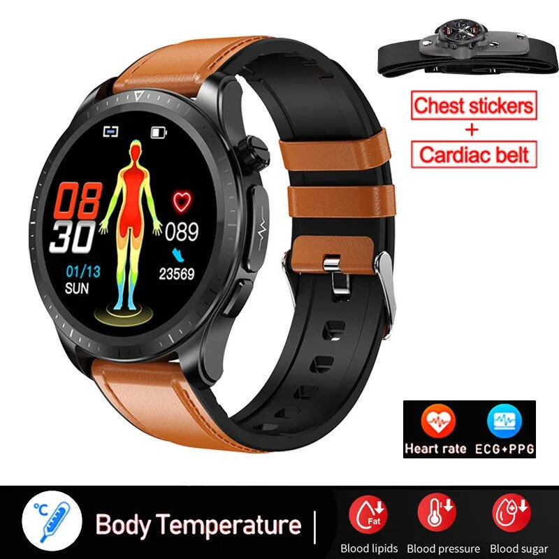 Thumbnail: 2023 New Blood Glucose Monitor Health Smart Watch Men Women ECG+PPG Blood Press
