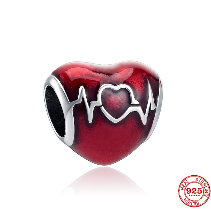Thumbnail: New Silver 925 Red Series DIY Jewelry Lipstick High Heels Love Heart Dumbbell A