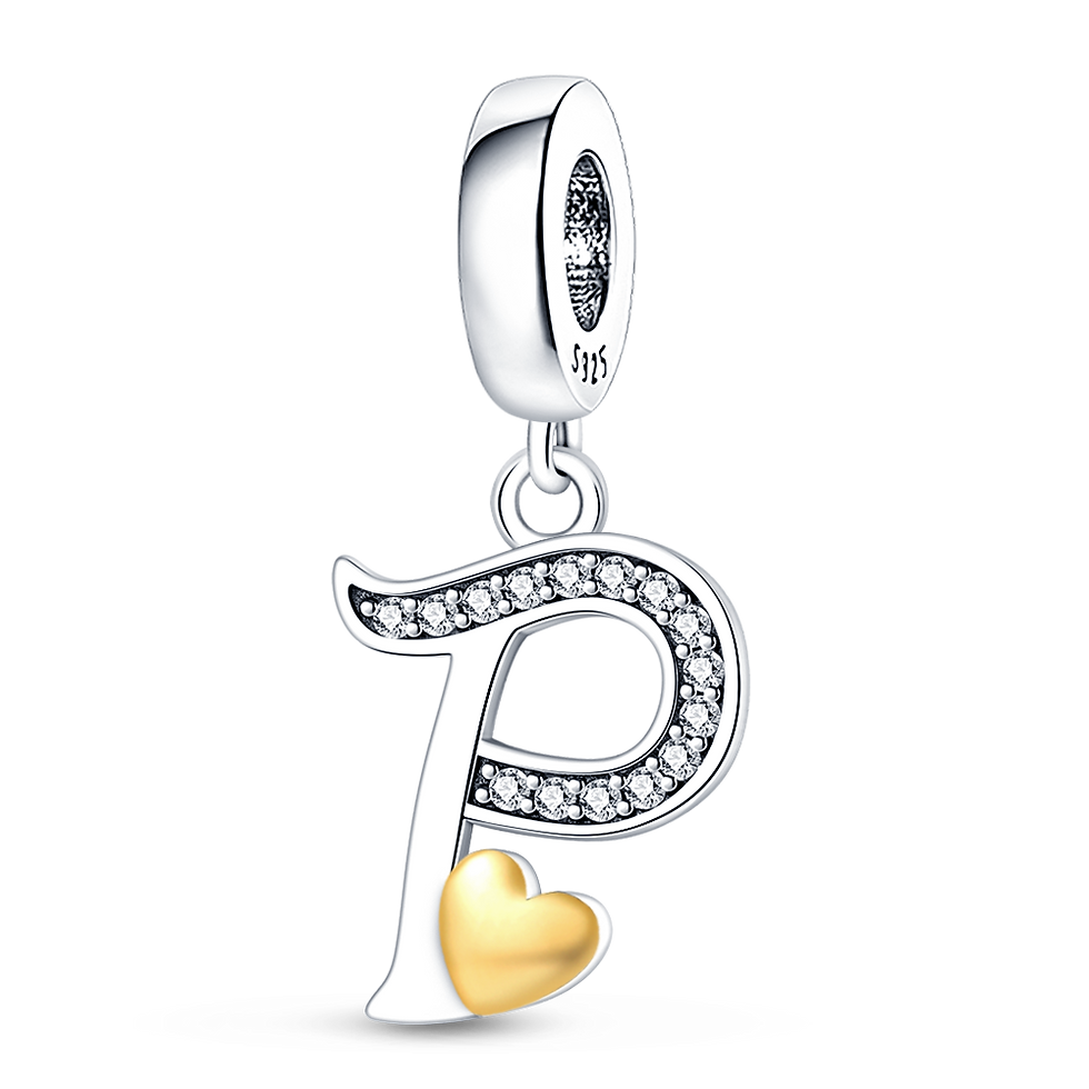 Thumbnail: 100% 925 Sterling Silver 26 Letters Alphabet Crown Charms Beads Fit Pandora 925