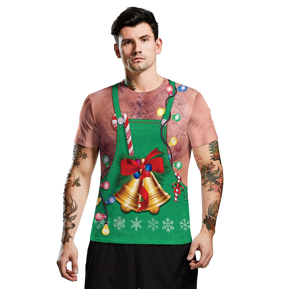 Thumbnail: Christmas Men's T shirt For Gift 3D Printing Outdoor Merry Christmas Short Slee