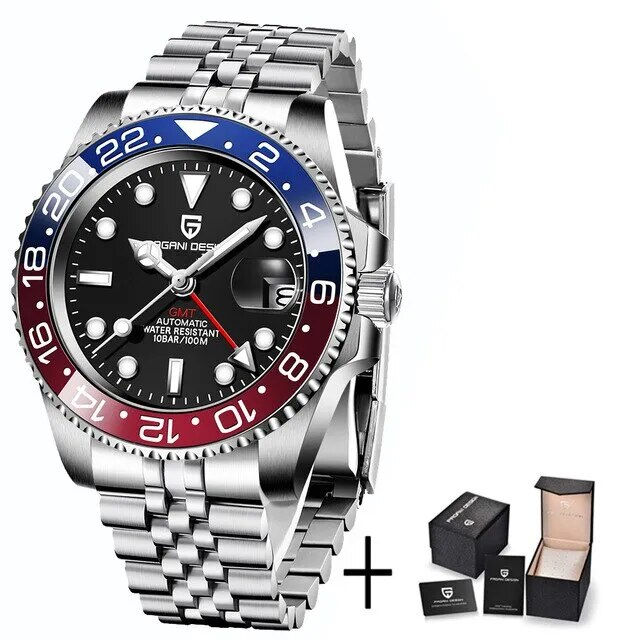 Thumbnail: PAGANI DESIGN PD-1662 Luxury GMT Men Mechanical Wristwatch Sapphire Glass Stain