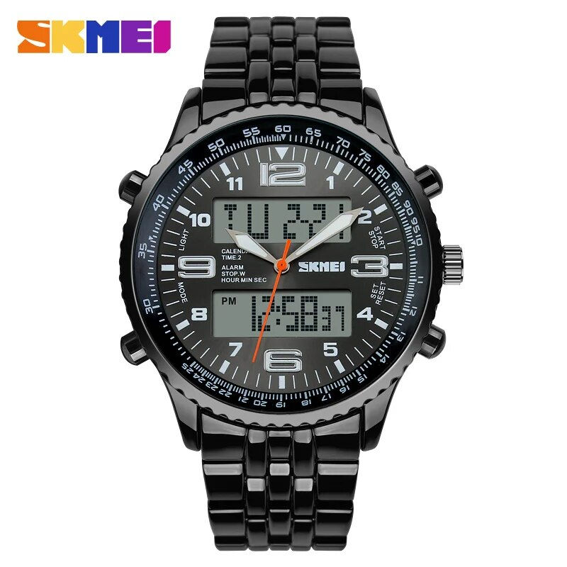 Thumbnail: SKMEI 1032 Luxury Digital Quartz Mens Watch Outdoor Military Waterproof Steel S