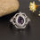 Thumbnail: Vintage Engraved Floral Openwork Purple Crystal Rings for Women Creative and El