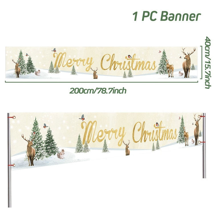 Thumbnail: Christmas Outdoor Banner Flag Merry Christmas Decoration 2023 Xmas Ornaments Gi