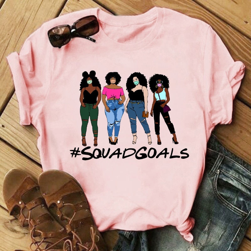 Thumbnail: Female Casual Tshirts Summer New Fashion Melanin Black Girls Graphic Print Yell