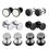 Thumbnail: 5 Pairs Black Unisex Earrings Set Stainless Steel Piercing Hoop Earrings for Me