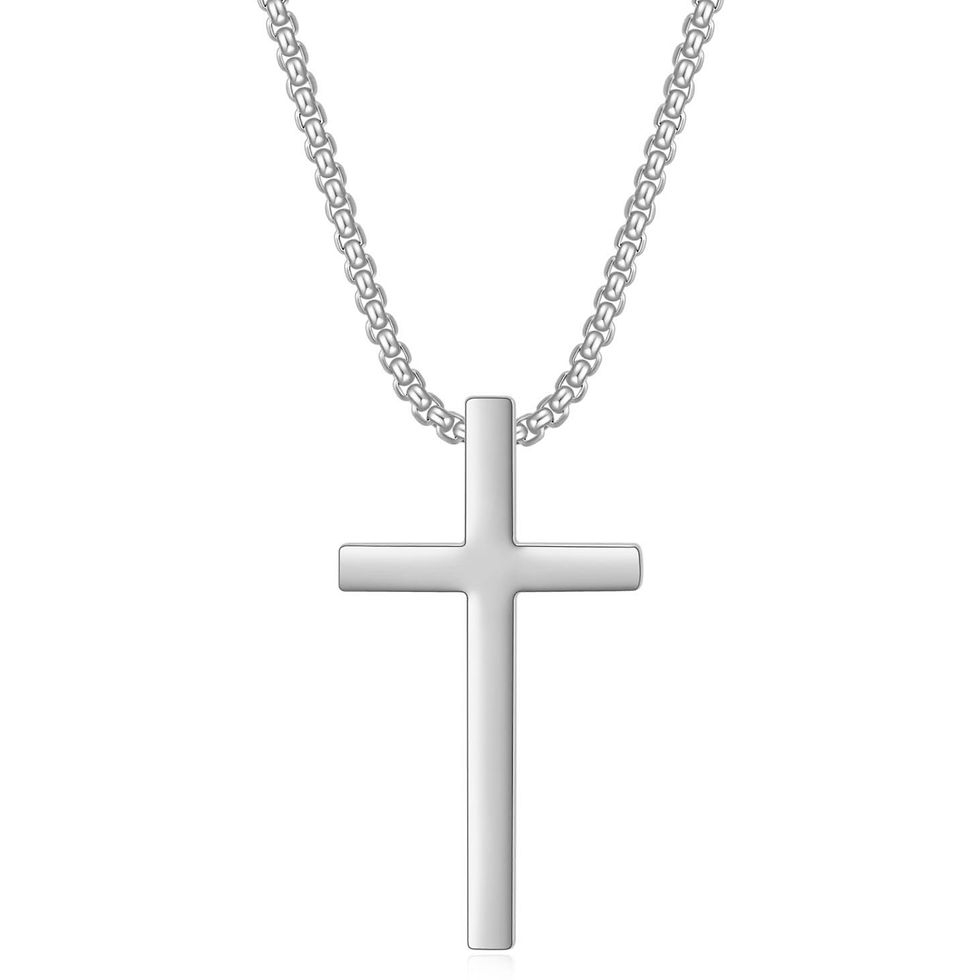 Thumbnail: VQYSKO Simple Cross Stainless Steel Men's Necklace Pendant Titanium Steel Neckl