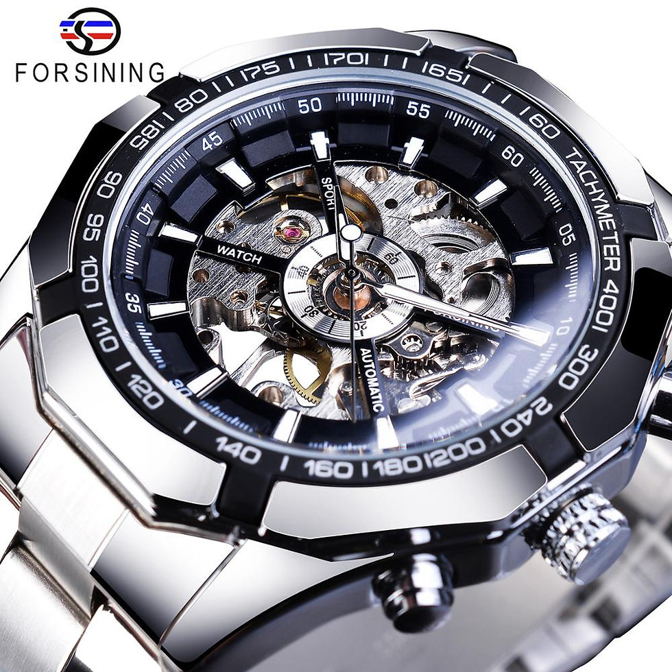 Forsining 2021 Stainless Steel Waterproof Mens Skeleton Watches Top Brand Luxur