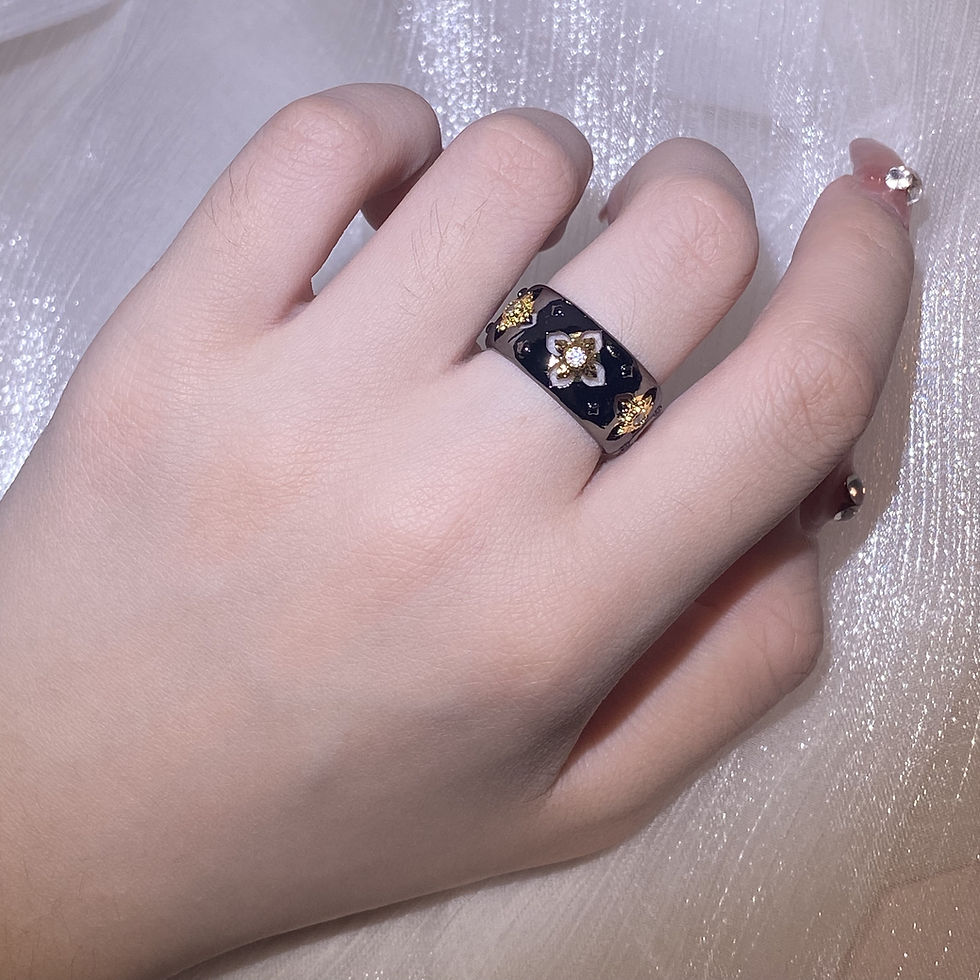 Thumbnail: Classic Cross Zircon Shape Ring Black Gold Two-color Jewelry Ring Elegant Party