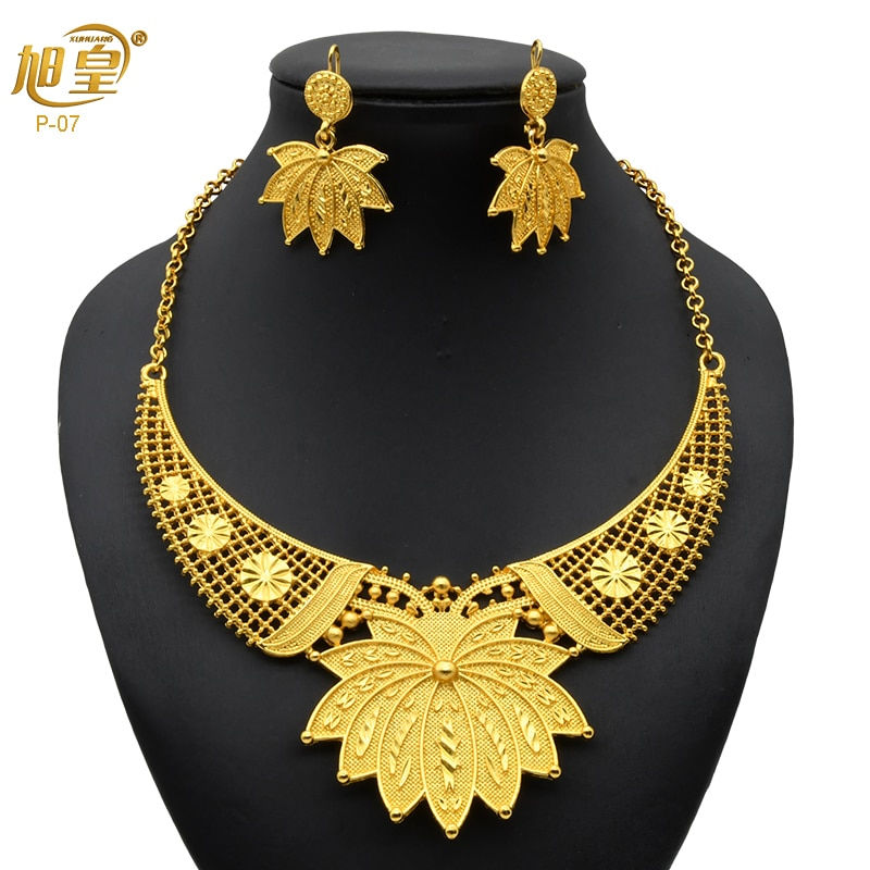Thumbnail: XUHUANG France Luxury Plated Jewelry Set For Women Dubai Bridal Wedding Necklac