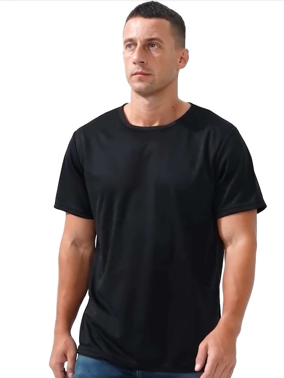 Thumbnail: 5pcs Men's Quick-Dry Crew Neck T-Shirts - Breathable, Moisture-Wicking & Soft f