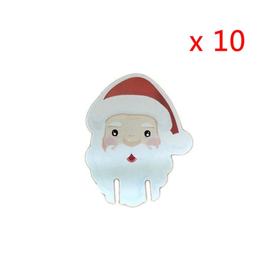 Thumbnail: 10PCS Christmas Cup Card Santa Hat Wine Glass Decor Ornaments Navidad Noel New 