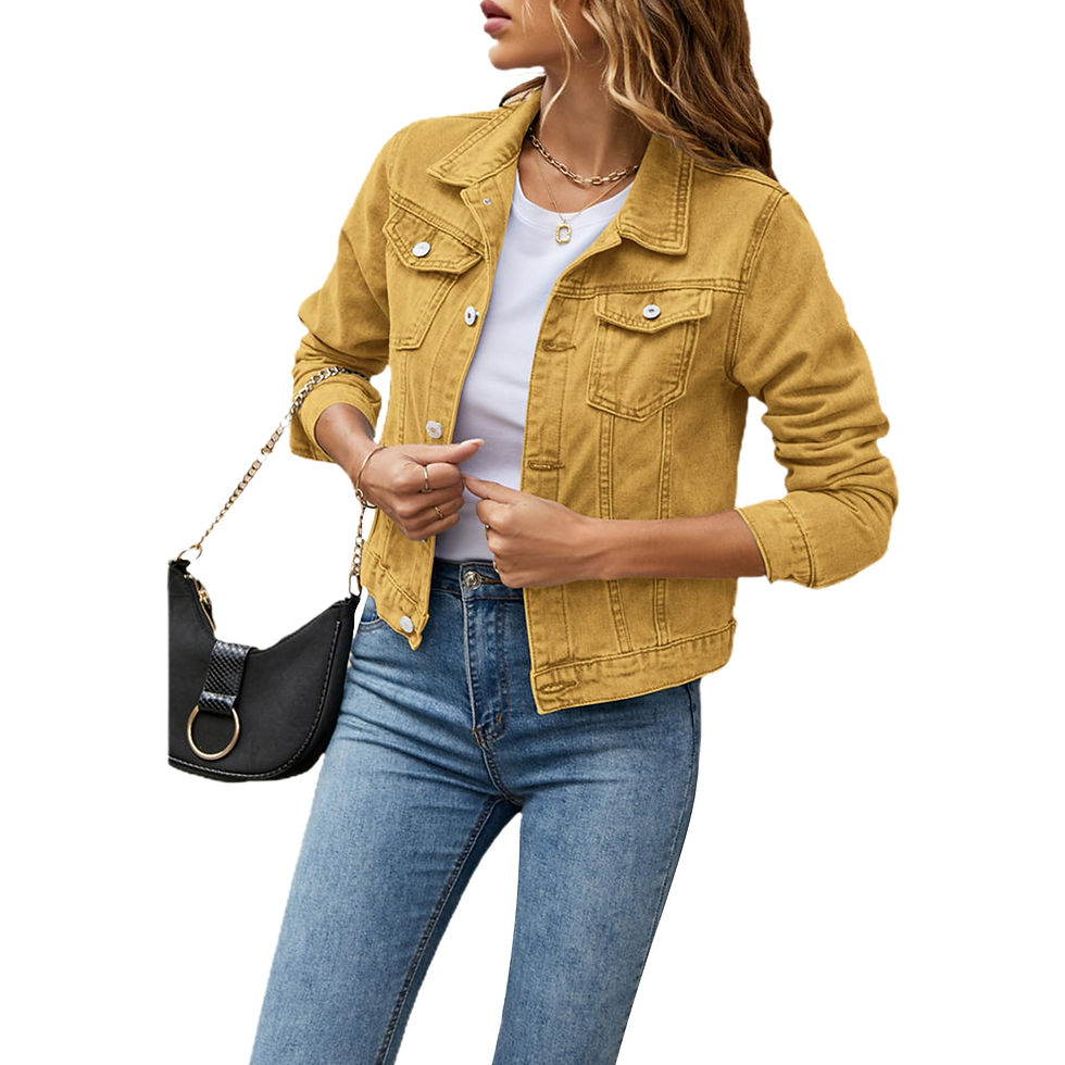 Thumbnail: Women's Denim Jackets Fashion Female Casual Long Sleeve Lapel Solid Button Down