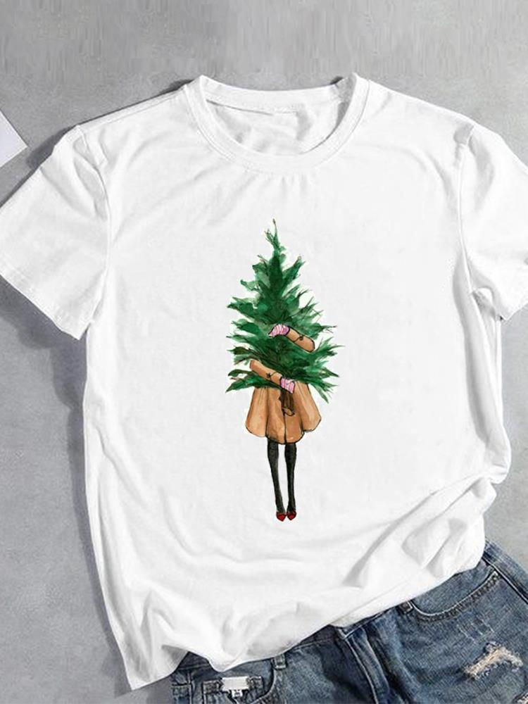 Thumbnail: Tee Print Graphic Clothes Clothing Women Fashion Santa Claus Christmas New Year