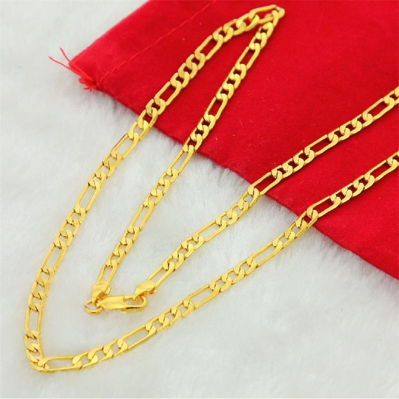Thumbnail: Hip Hop Mens Necklace 4/6/8mm Curb Cuban Chain Gold Color Filled Jewelry Neckla