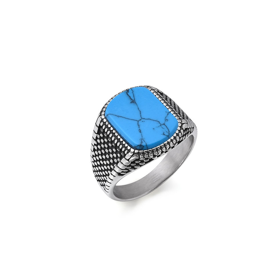 Thumbnail: Men's 316LStainless/Titanium Steel  Onyx Texture Rings Classic Fashion Trend Je