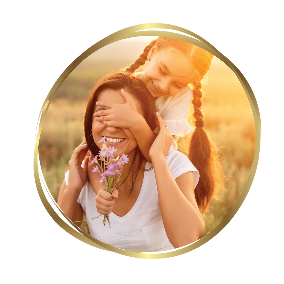 Happy mom and daughter