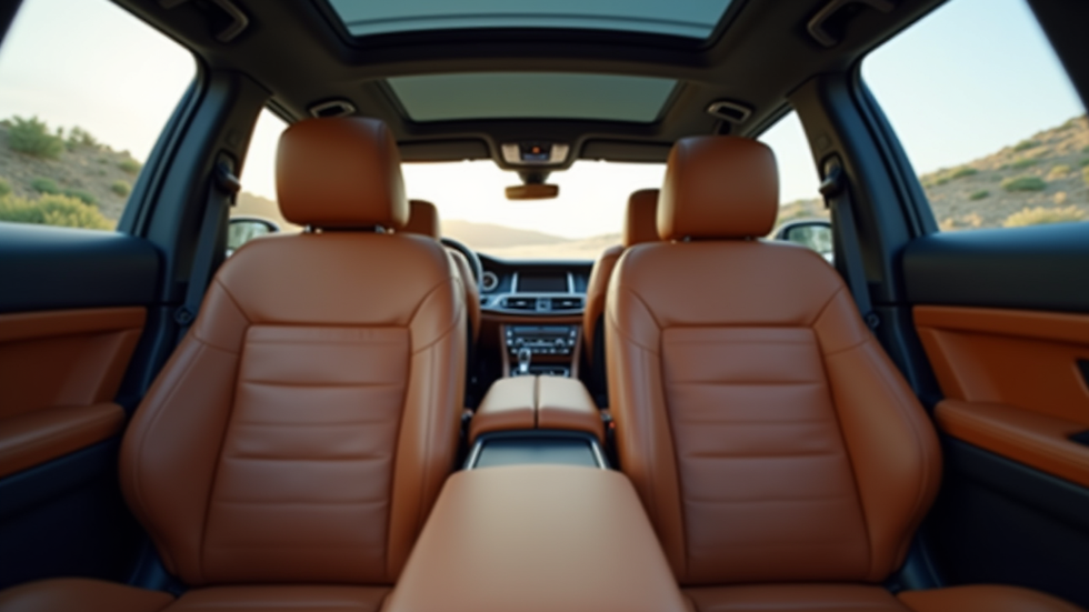 Eye-level view of a luxury SUV interior with spacious leather seats
