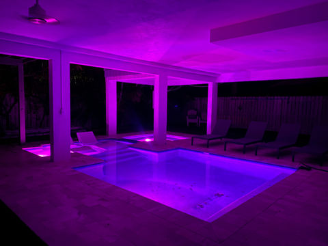 pool with lights at night