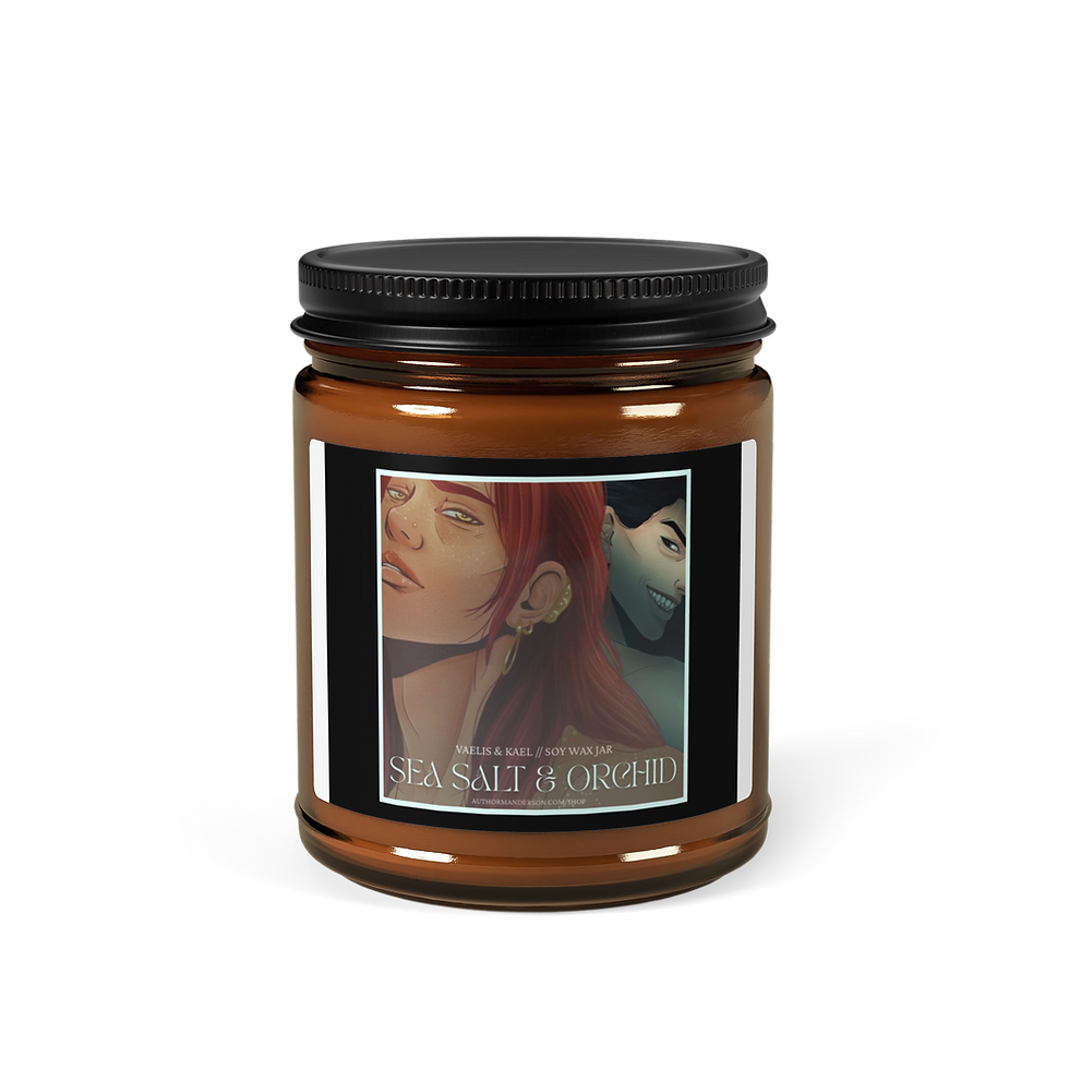 Thumbnail: Vaelis & Kael: Sea Salt & Orchid Amber Jar Soy Candle