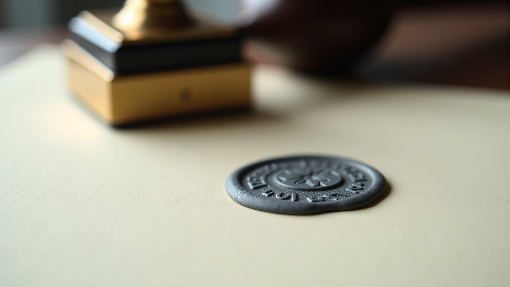 Close-up of a notary seal on a document.