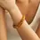 Thumbnail: Retro, light brown and gold-colored, elastic bracelet