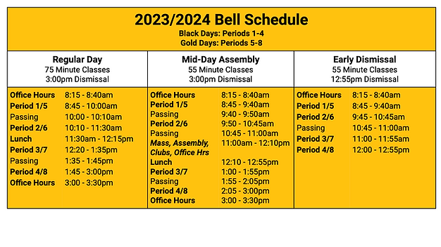 Calendar | Bishop O'Dowd High School