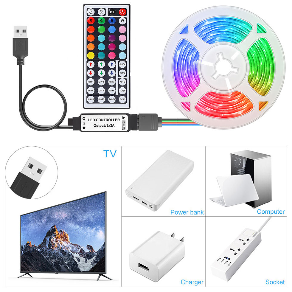 Miniatura: Indoor RGB light strip with 44-key remote control, USB powered, and multiple lig
