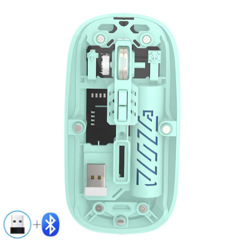 Warvank T1 Transparent Wireless Mouse Dual Mode 2.4G Bluetooth-compatible Rechar