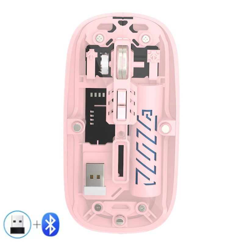Miniatura: Warvank T1 Transparent Wireless Mouse Dual Mode 2.4G Bluetooth-compatible Rechar