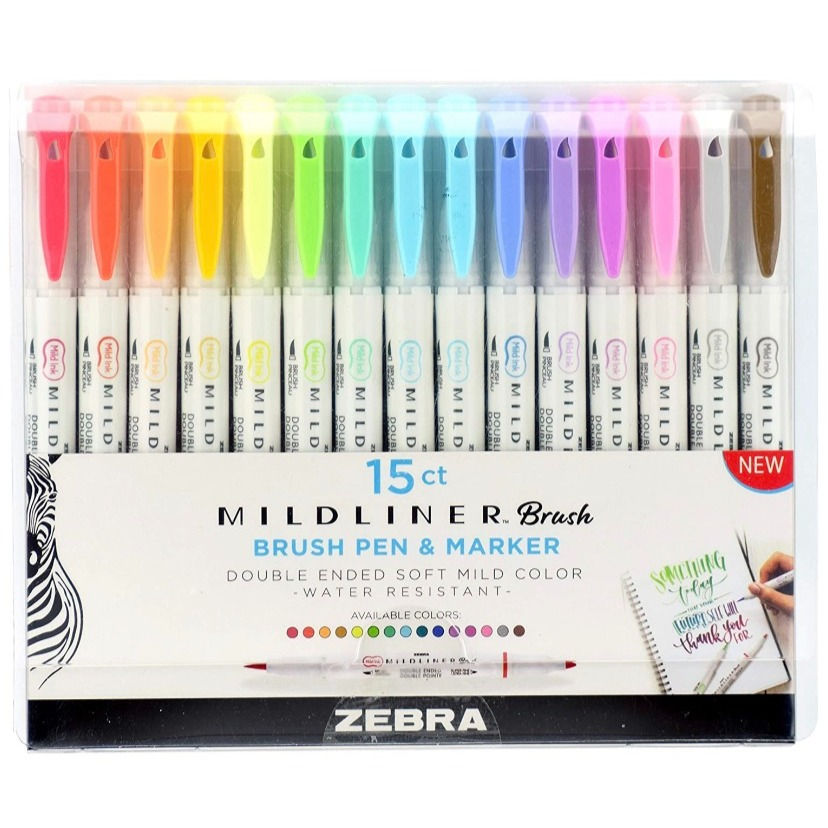 Zebra Mildliner Brush Pen 15 unidades