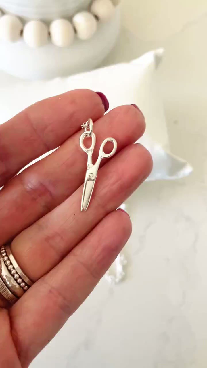 Thumbnail: Scissor Charm Necklace for Cosmetologist Hair Stylist Gift - 925 Sterling Silver