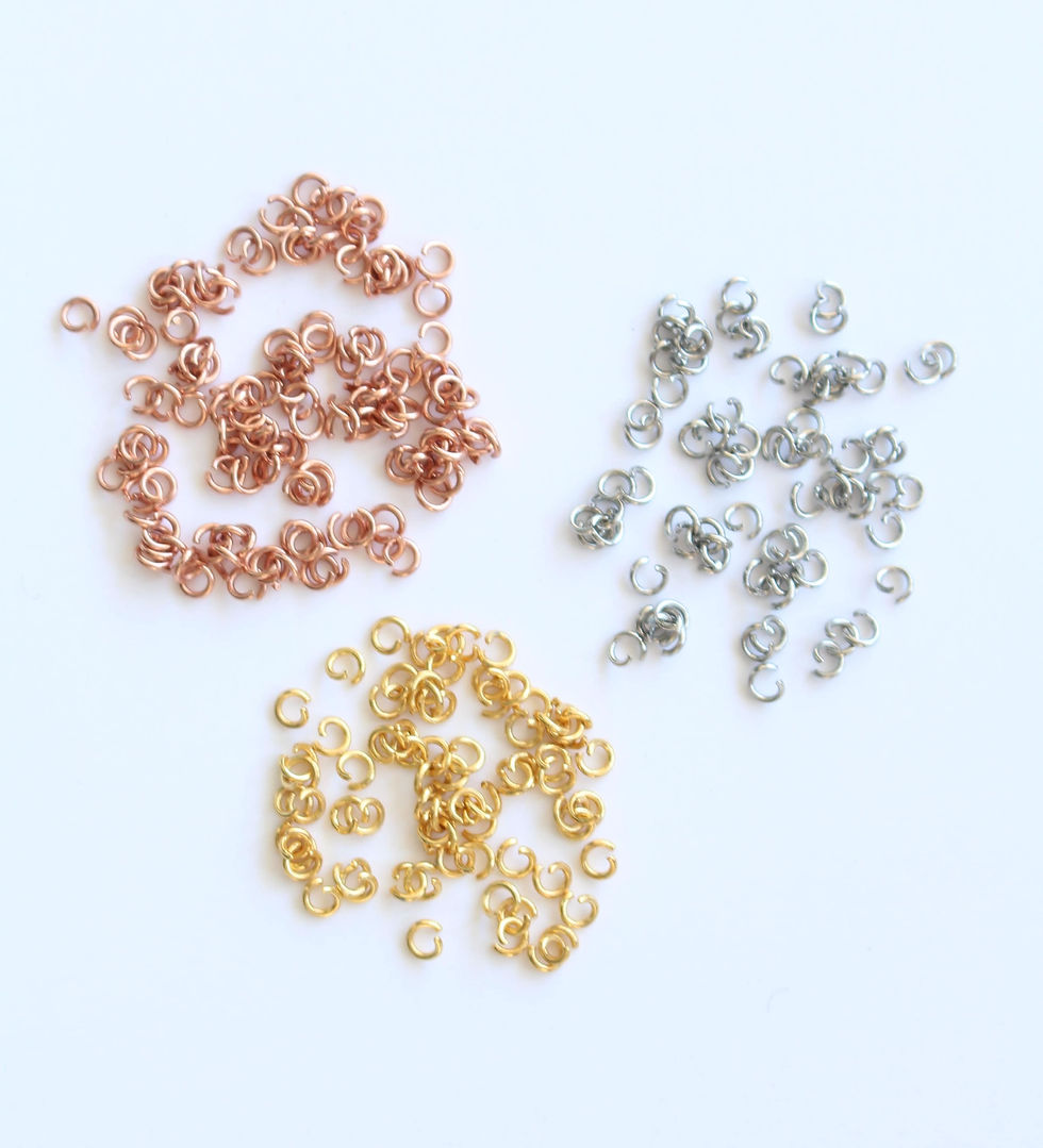 Thumbnail: 100 Plated Stainless Steel Jump Rings: Gold, Rose Gold & Silver (3mm x.5mm 24...