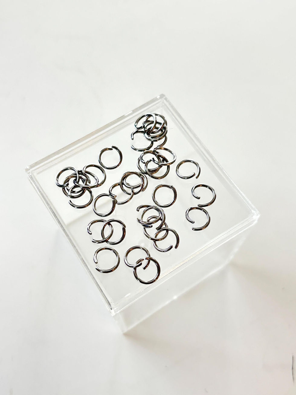 Thumbnail: 8mm Silver Open Jump Rings: 18 Gauge Stainless Steel Connectors (50-100 Units)