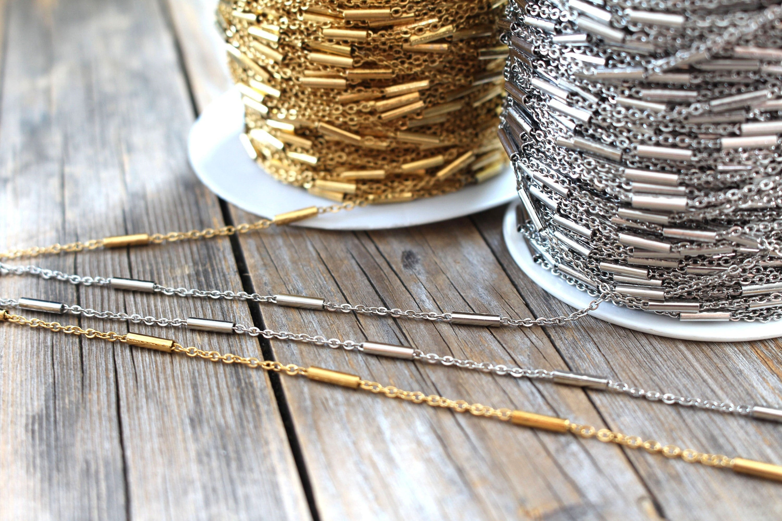 Gold & Silver Tube Chain – Stainless Steel DIY Jewelry Making